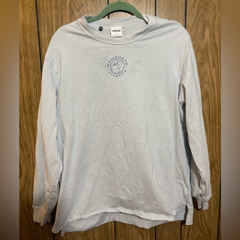 Gymshark Legacy Long Sleeve Top in Fresh Blue- oversized fit sz L - Picture 2 of 11